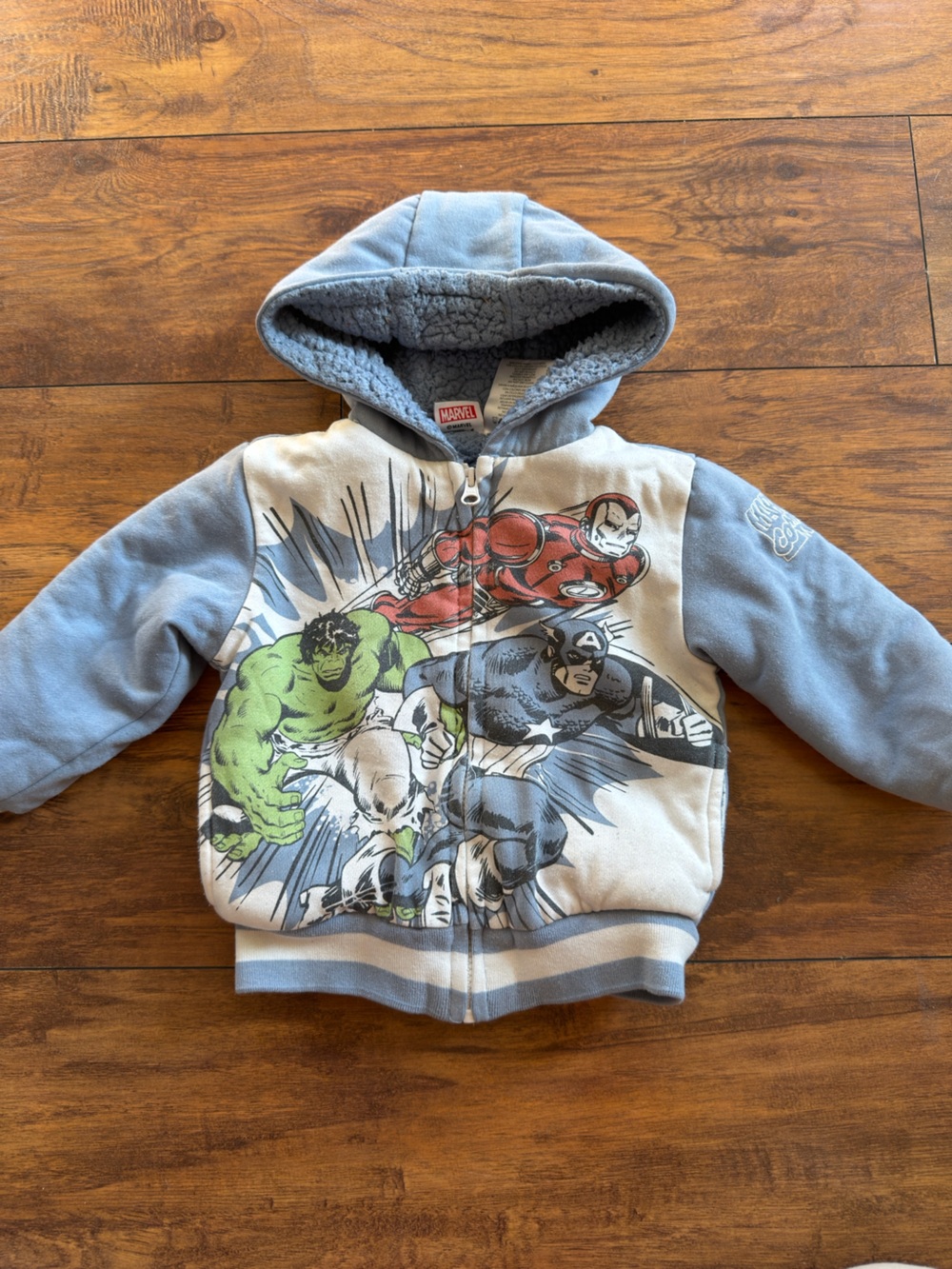Marvel Light Blue Kids Hoodie with Hulk, Iron Man & Captain America